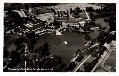 Ak Magdeburg an der Elbe, Fliegeraufnahme, Adolf-Mittag-See