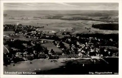 Ak Schondorf am Ammersee Oberbayern, Fliegeraufnahme