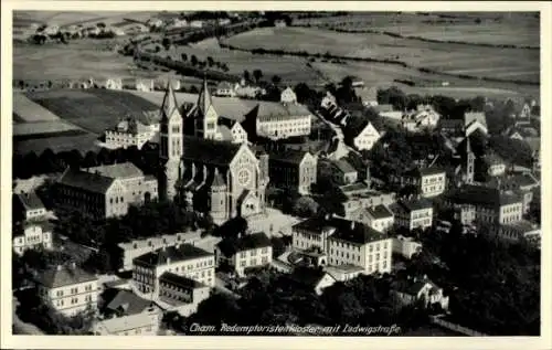 Ak Cham in der Oberpfalz, Fliegeraufnahme, Redemptoristenkloster, Ludwigstraße