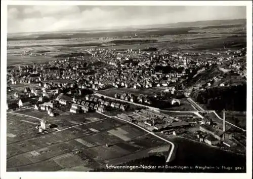 Ak Schwenningen am Neckar, Fliegeraufnahme, Dauchingen, Weigheim