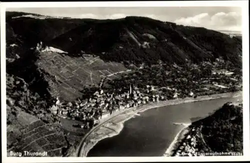 Ak Alken an der Mosel, Fliegeraufnahme, Burg Thurandt