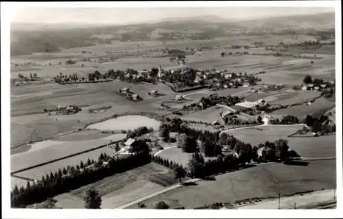 Ak Oberhausen Huglfing Oberbayern, Panorama, Fliegeraufnahme