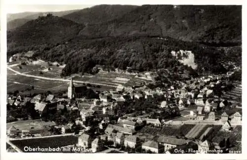 Ak Sauerbrunnen Oberhambach im Hunsrück, Fliegeraufnahme, Maxburg