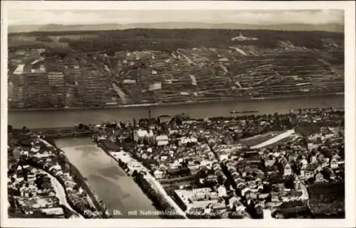 Ak Bingen am Rhein, Fliegeraufnahme, Nationaldenkmal Niederwald