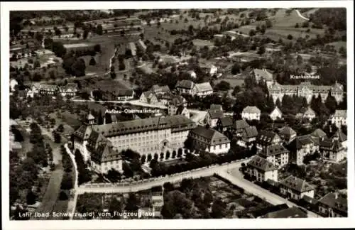 Ak Lahr im Schwarzwald Baden, Fliegeraufnahme, Krankenhaus, Aufbau-Oberrealschule