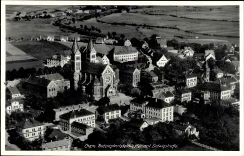 Ak Cham in der Oberpfalz, Fliegeraufnahme, Redemptoristenkloster, Ludwigstraße