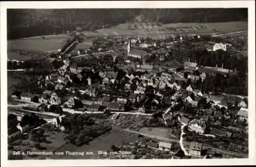 Ak Zell am Harmersbach Schwarzwald Baden, Fliegeraufnahme, Blick von Süden