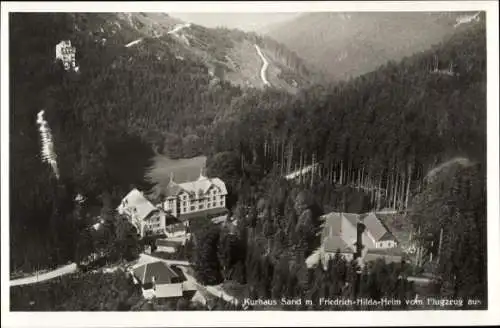 Ak Sand Bühl in Baden Schwarzwald, Fliegeraufnahme, Kurhaus Sand, Friedrich-Hilda-Heim