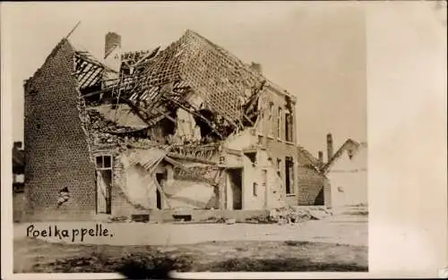 Ak Bikschote Langemark Poelkapelle Westflandern, Zerstörtes Gebäude, I. WK