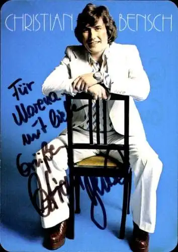 Ak Sänger Christian Bensch, Portrait, Stuhl, Autogramm
