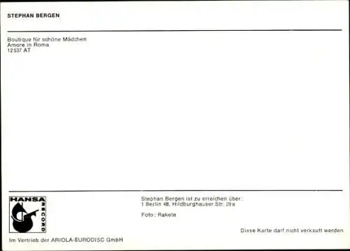 Ak Sänger Stephan Bergen, Portrait, Autogramm