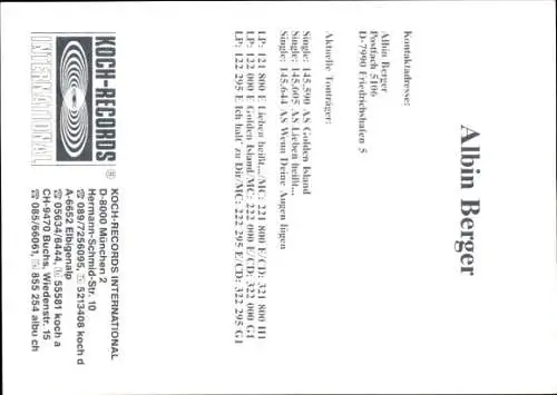 Ak Sänger Albin Berger, Portrait, Ich halt zu Dir, Autogramm