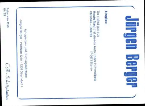 Ak Sänger Jürgen Berger, Mikrofon, Portrait, Autogramm