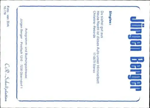 Ak Sänger Jürgen Berger, Mikrofon, Portrait, Autogramm