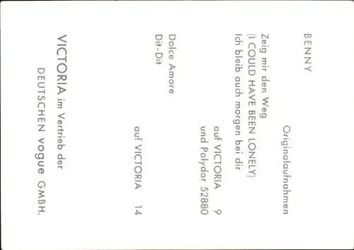 Ak Sänger Benny, Portrait, Autogramm