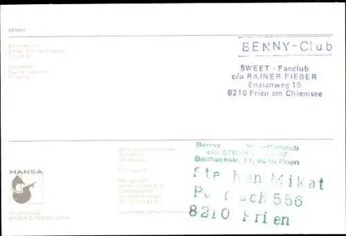 Ak Sänger Benny, Portrait, Autogramm