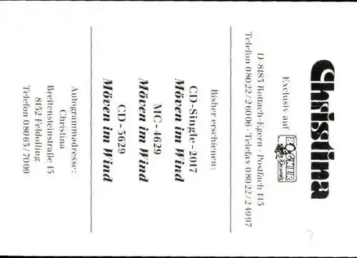 Ak Sängerin Christina, Portrait, Autogramm