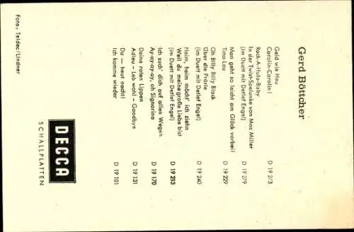 Ak Sänger Gerd Böttcher, Portrait, Autogramm