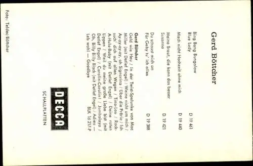 Ak Sänger Gerd Böttcher, Portrait, Autogramm