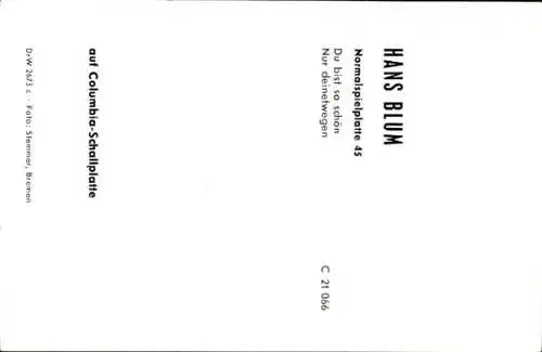 Ak Sänger Hans Blum, Portrait, Autogramm