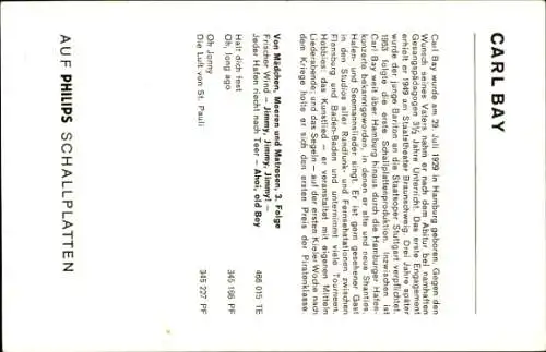 Ak Sänger Carl Bay, Portrait, Autogramm