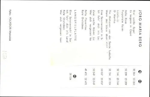 Ak Sänger Jörg Maria Berg, Portrait, Autogramm