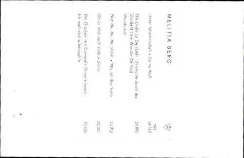 Ak Sängerin Melitta Berg, Portrait, Autogramm