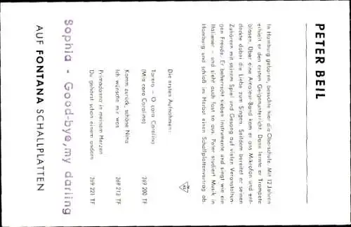 Ak Sänger Peter Beil, Portrait, Fontana, Autogramm