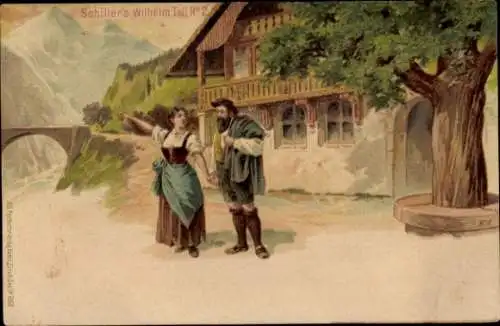 Litho Schiller's Wilhelm Tell No. 2, Gertrud, Sieh vorwärts, Werner