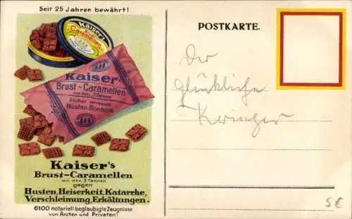 Künstler Ak Kaiser's Brust Caramellen gegen Husten, Reklame