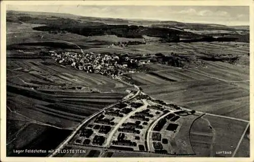 Ak Feldstetten Laichingen in Württemberg, Fliegeraufnahme, Panorama, Lager Feldstetten