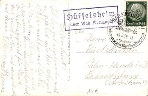 Ak Hüffelsheim Rheinland Pfalz, Altes Rathaus, Gasthaus, Bäckerei, Ulmen, Hindenburg-Denkmal