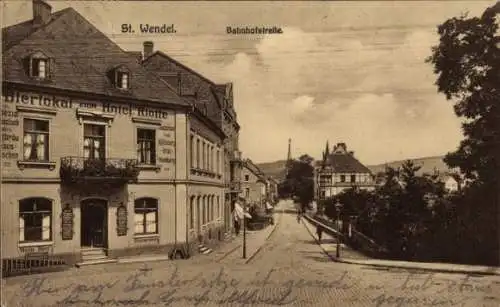 Ak St. Wendel im Saarland, Bahnhofstraße, Bierlokal zum Hotel Riotte