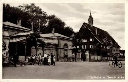 Ak Göppingen in Württemberg, Kurgäste am Sauerbrunnen