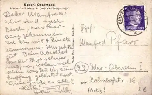 Ak Besch Perl an der Mosel, Teilansicht, Kirche