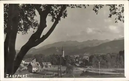 Foto Ak Zakopane Hohe Tatra Polen, Gesamtansicht, Kirche