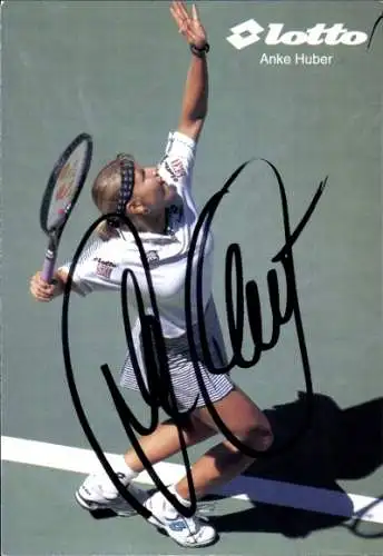 Ak Tennisspielerin Anke Huber, Portrait im Spiel, Autogramm