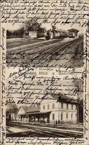 Ak Langenfeld im Rheinland, Bahnhof, Gleisseite, Bahnsteige