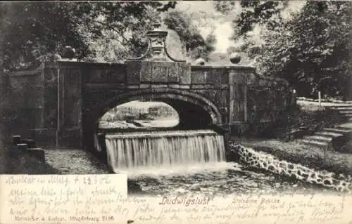 Ak Ludwigslust in Mecklenburg, Steinerne Brücke