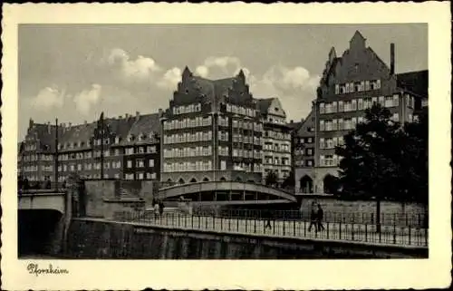 Ak Pforzheim im Schwarzwald, Häuser, Brücke