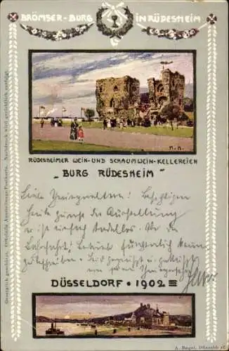 Ak Düsseldorf, Ausstellung 1902, Rüdesheimer Wein- und Schaumwein-Kellereien