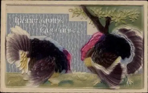 Präge Ak Glückwunsch Thanksgiving, Truthühner