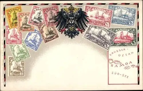 Briefmarken Wappen Ak Samoa, Großer Ozean, Südsee