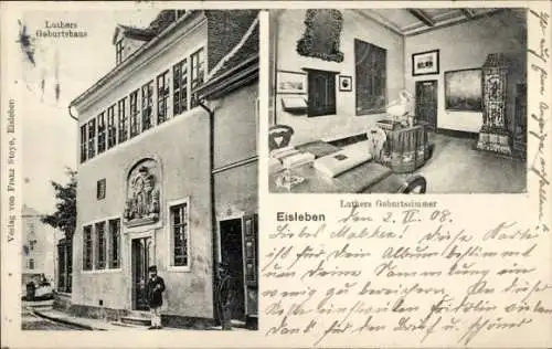 Ak Lutherstadt Eisleben, Luthers Geburtshaus, Luthers Geburtszimmer