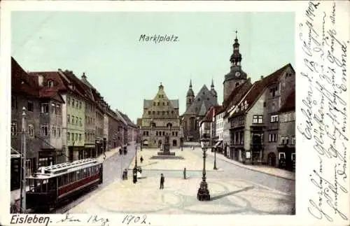 Ak Lutherstadt Eisleben, Marktplatz