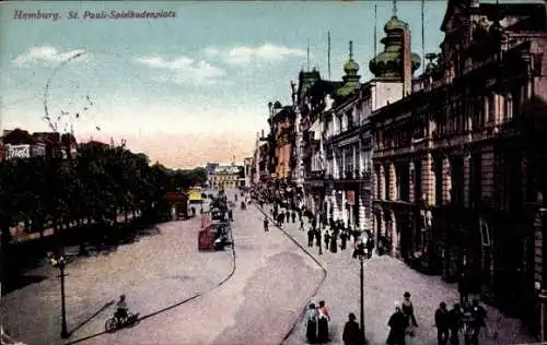 Ak Hamburg Mitte St. Pauli, Spielbudenplatz, Straßenpartie