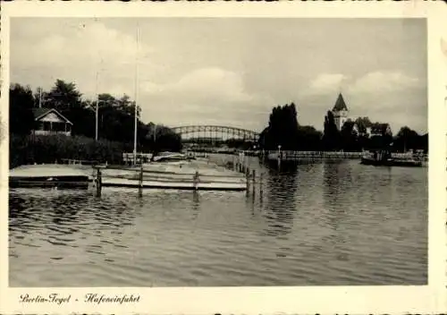 Ak Berlin Reinickendorf Tegel, Partie an der Hafeneinfahrt