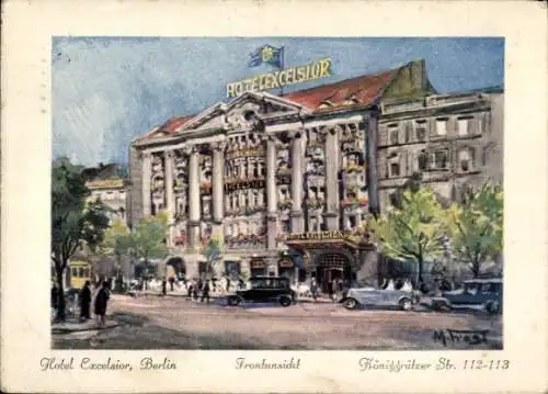 Künstler Ak Berlin Kreuzberg, Hotel Excelsior, Königgrätzer Str. 112-113