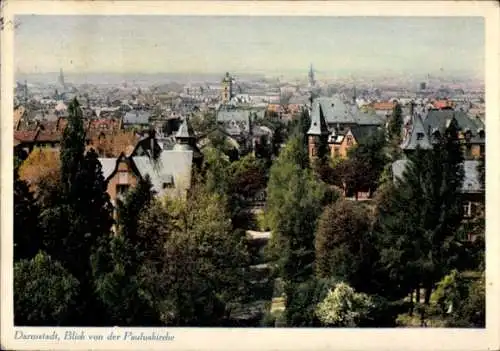 Ak Darmstadt in Hessen, Blick von der Pauluskirche, Gesamtansicht