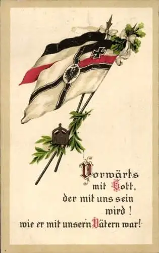 Präge Ak Patriotik Kaiserreich, Vorwärts mit Gott